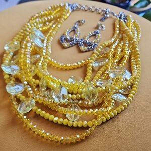 Sassy Jones Malia Yellow Beaded Necklace and Earring Set